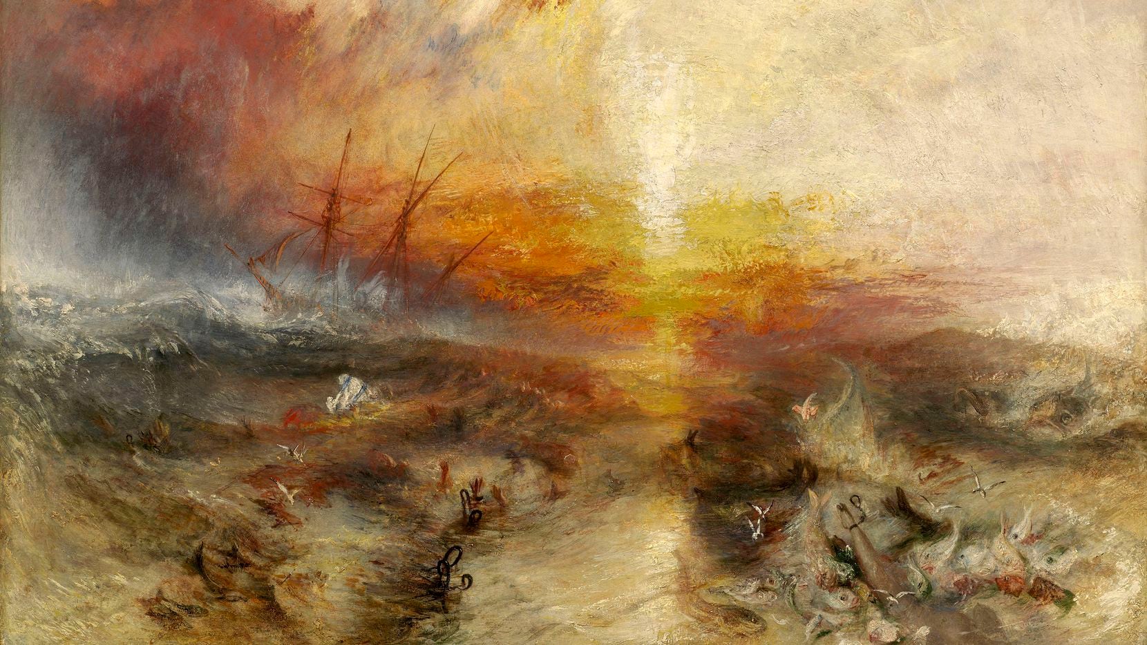 J.M.W. Turner’s 1840 painting "Slave Ship (Slavers Throwing Overboard the Dead and Dying, Typhoon Coming On)" depicts the callous cruelty of the slave trade. (Museum of Fine Arts, Boston. Henry Lillie Pierce Fund. Photograph: Museum of Fine Arts, Boston)
