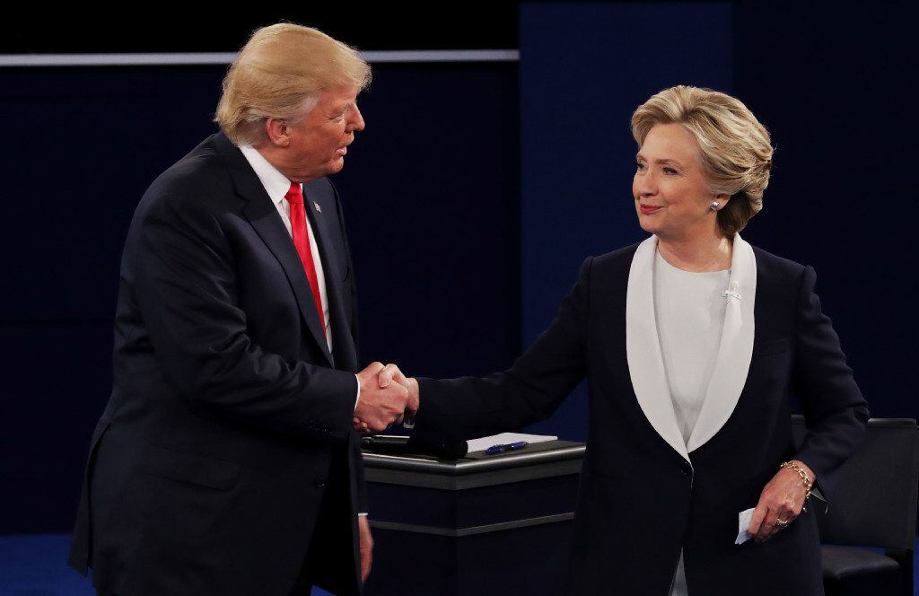 It wasn't until the end, but Donald Trump and Hillary Clinton finally shook hands at Sunday...