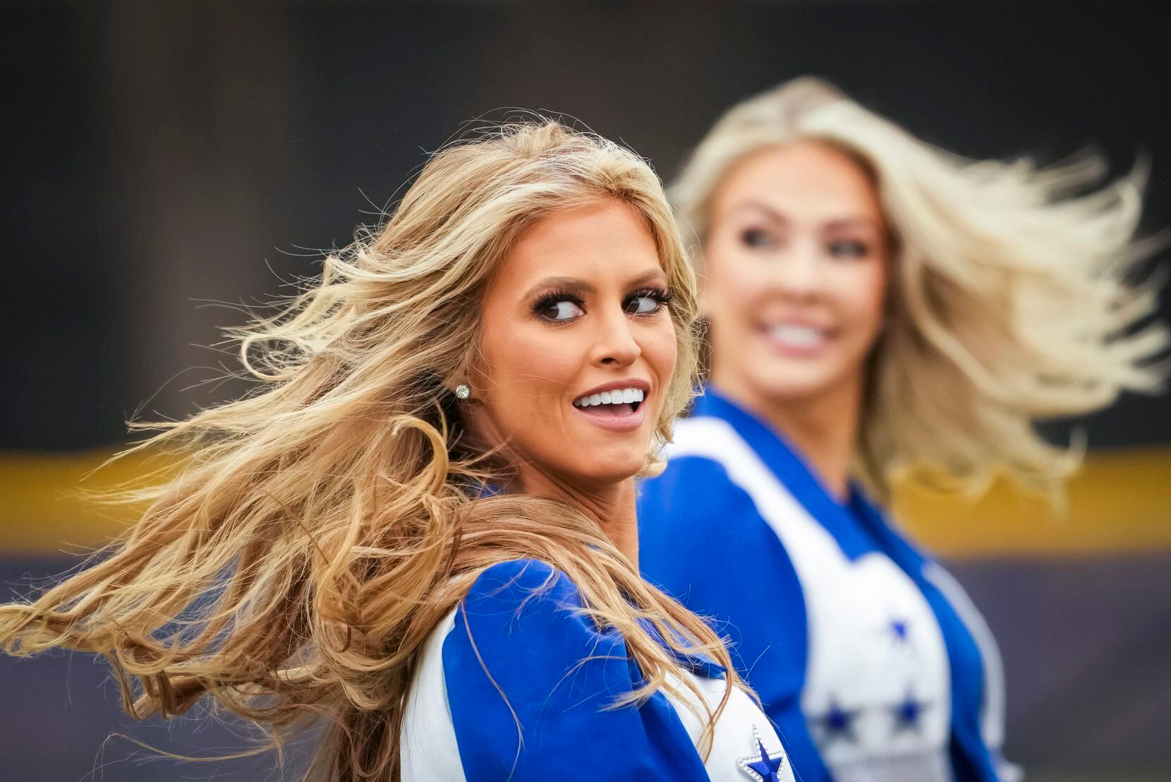 The Dallas Cowboys cheerleaders performed during opening ceremonies at the football team’s training camp in Oxnard, Calif., in July. 