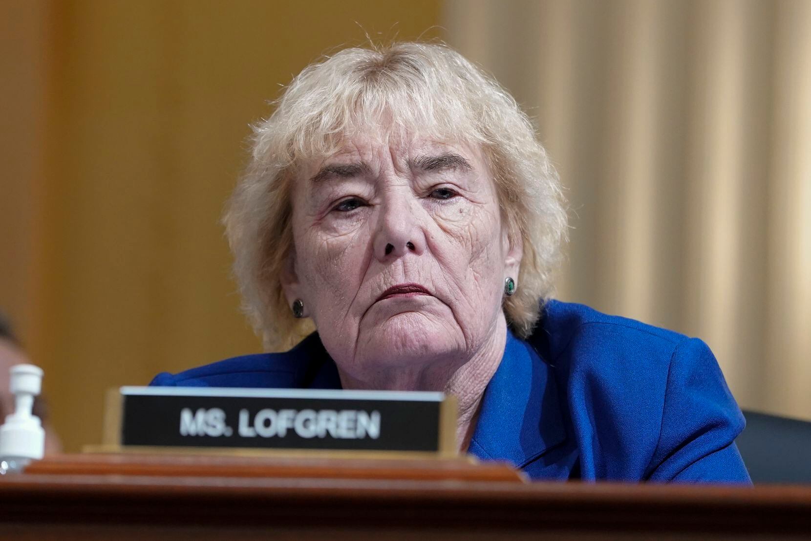 FILE - Rep. Zoe Lofgren, D-Calif., listens as the House select committee investigating the...