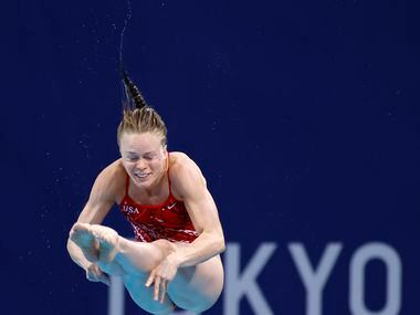 USA’s Krysta Palmer dives in round 5 of 5 In the women’s 3 meter springboard semifinal...