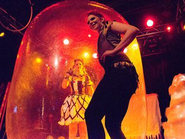 Performers debut a new prop at the burlesque ballet Saturday night.