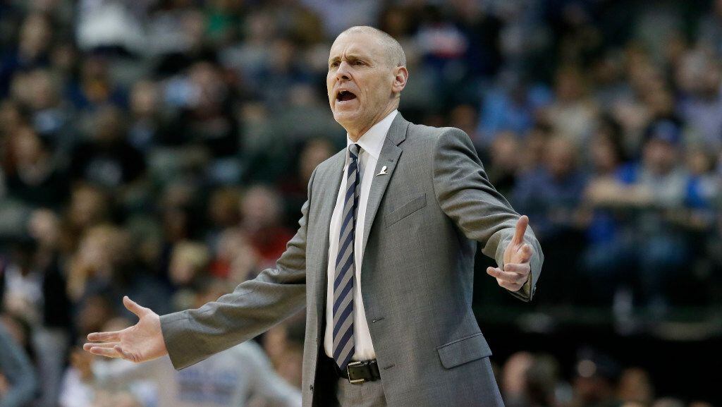 Dallas Mavericks coach Rick Carlisle yells from the sideline during the second half of the...