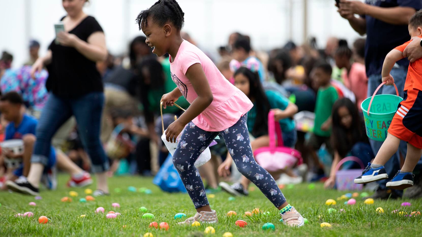 Korah Abram, 7, participates in the annual Cedar Hill Easter egg hunt.