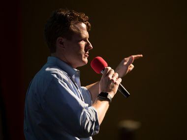 U.S. Rep. Joe Kennedy III speaks during a Beto O'Rourke campaign event on Saturday, Oct. 13,...