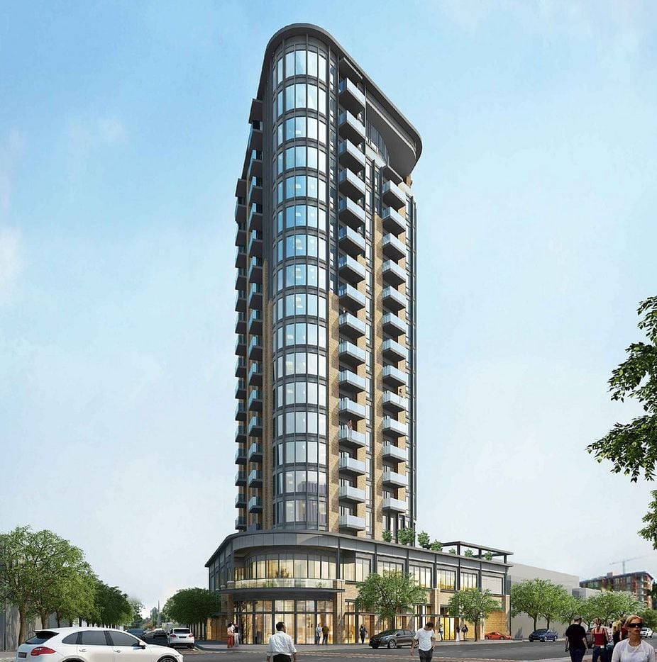 The planned 18-story apartment tower will have 110 rental units plus a restaurant and...