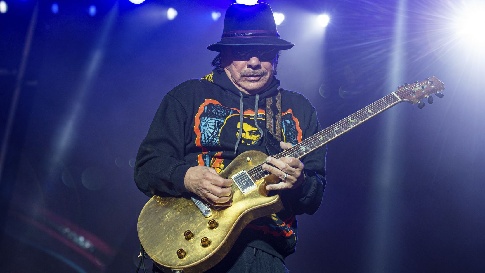 FILE - Carlos Santana performs at the BottleRock Napa Valley Music Festival in Napa, Calif.,...