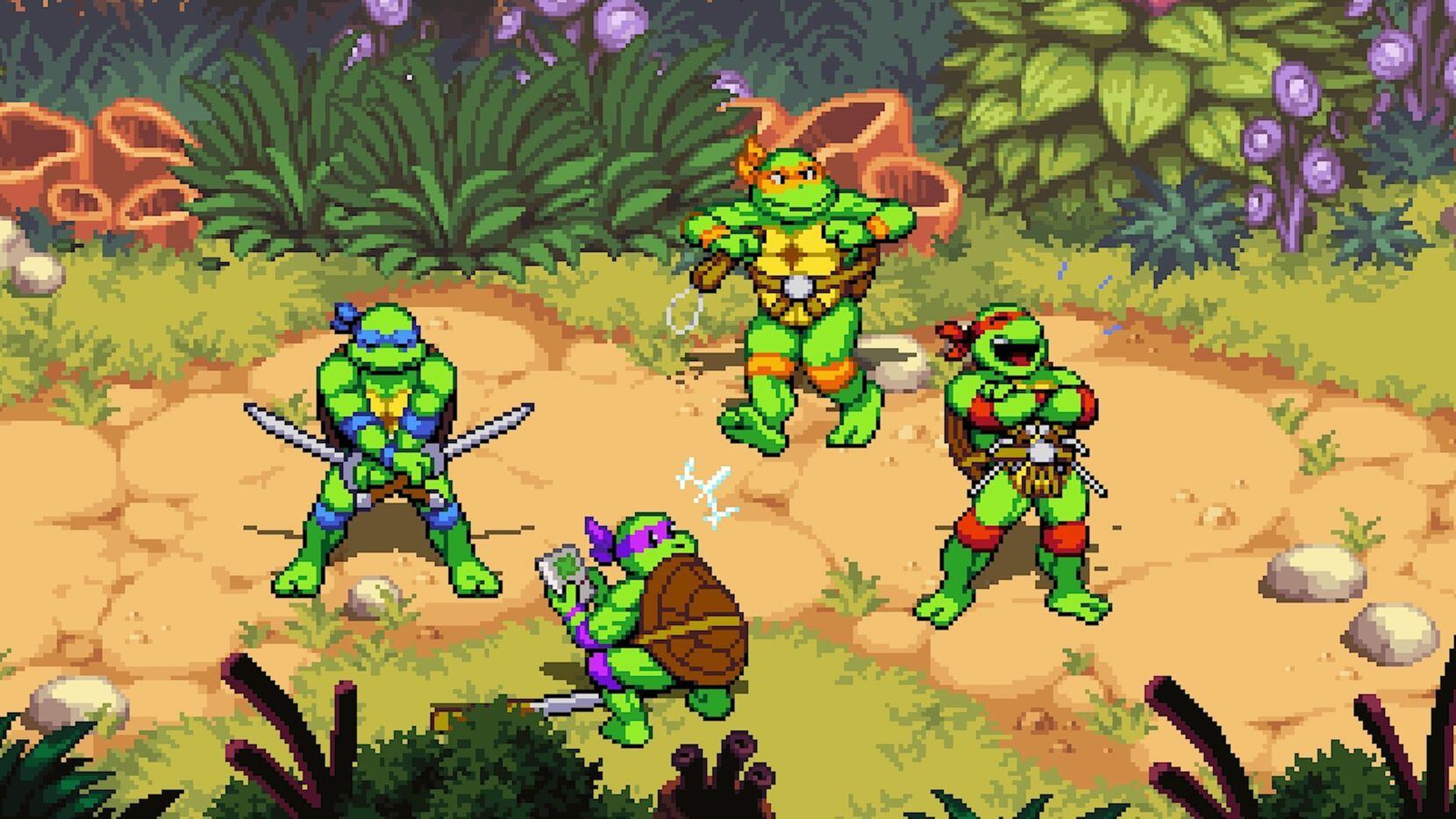 An image from the video game "Teenage Mutant Ninja Turtles: Shredder's Revenge."