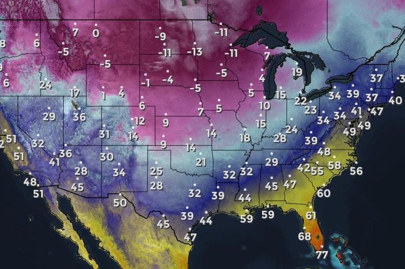 El frente frío que se extiende desde estados en la costa oeste al sur de Estados...
