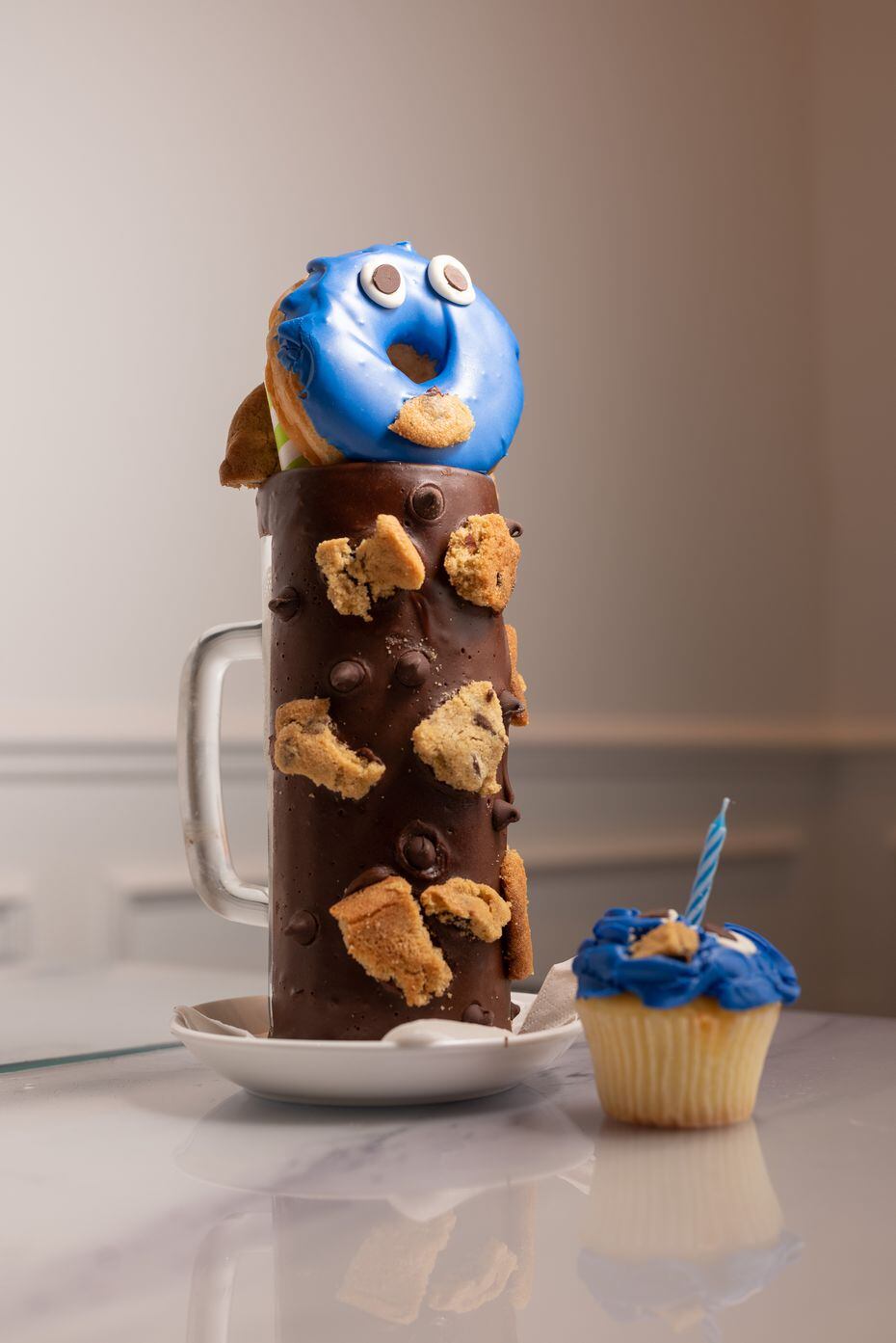 The Cookie Monster is one of the menu's 'insane milkshakes.' At $21, this drink comes topped...