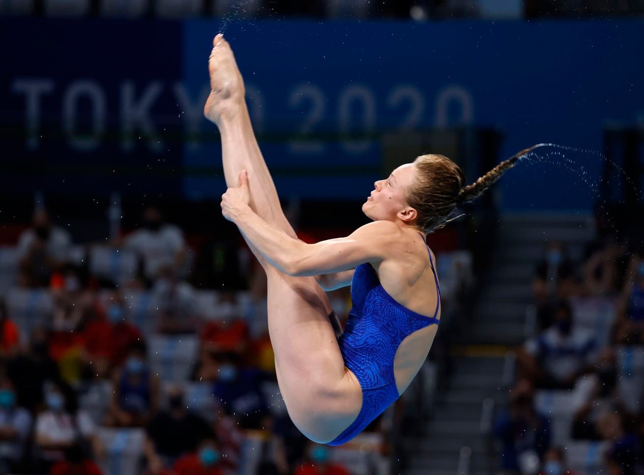 USA’s Krysta Palmer dives in the women’s 3 meter springboard final during the postponed 2020...