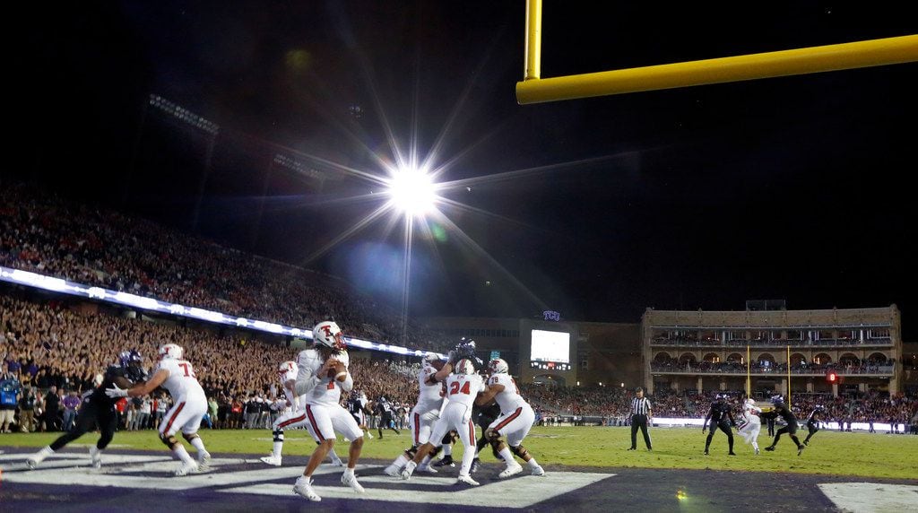 Lights were brought in on the visiting side of Amon G. Carter Stadium since the light towers...