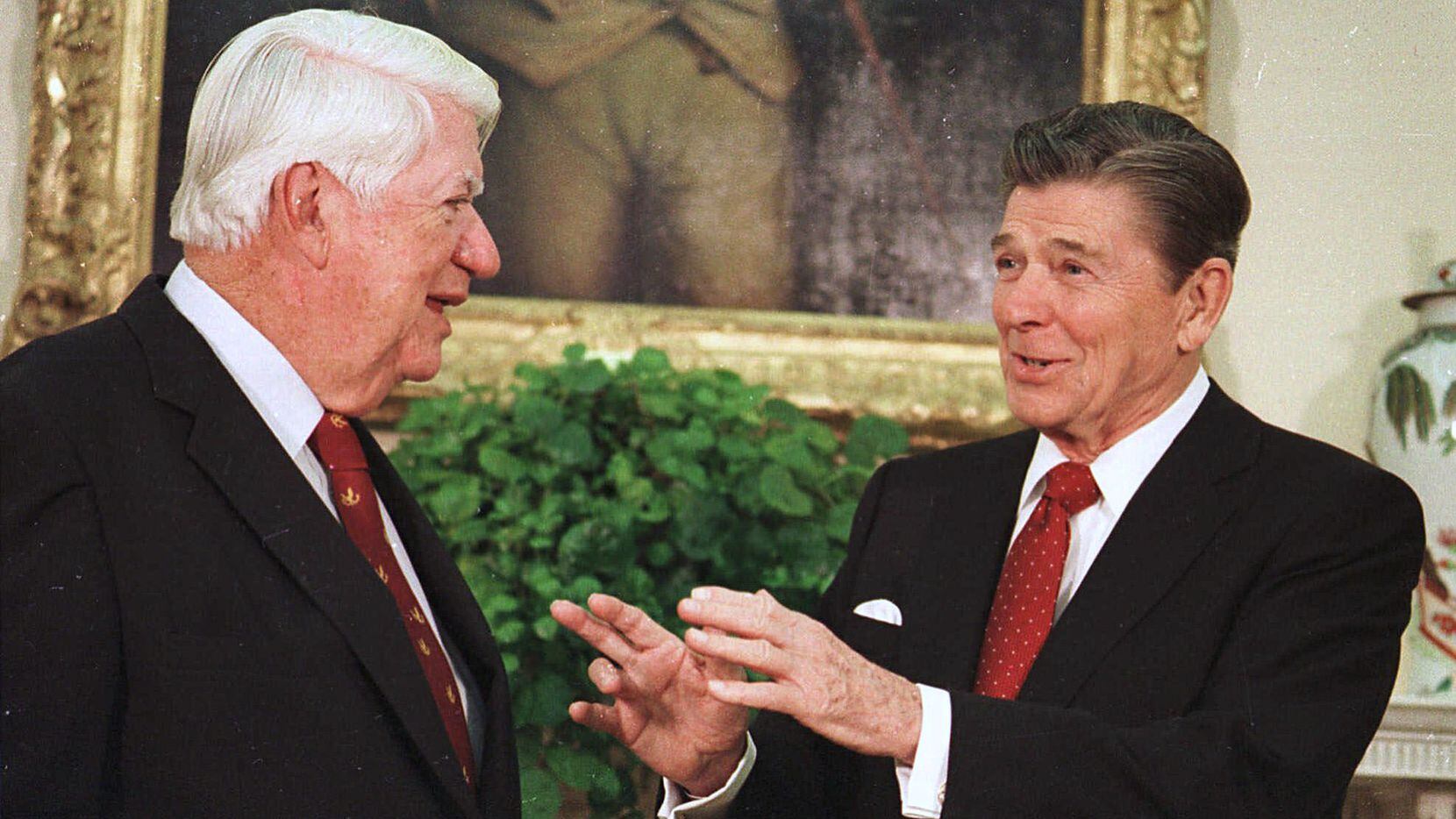 Republican President Ronald Reagan (right) could always talk with Democratic House Speaker...