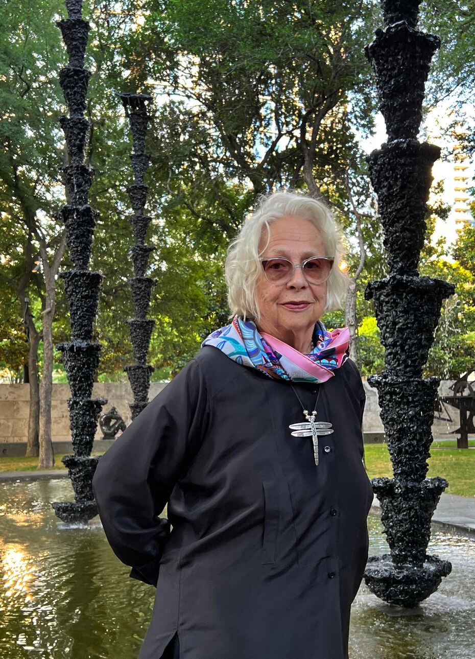 Artist Lynda Benglis brought her tall fountains, dubbed "Bounty," "Amber Waves" and "Fruited...