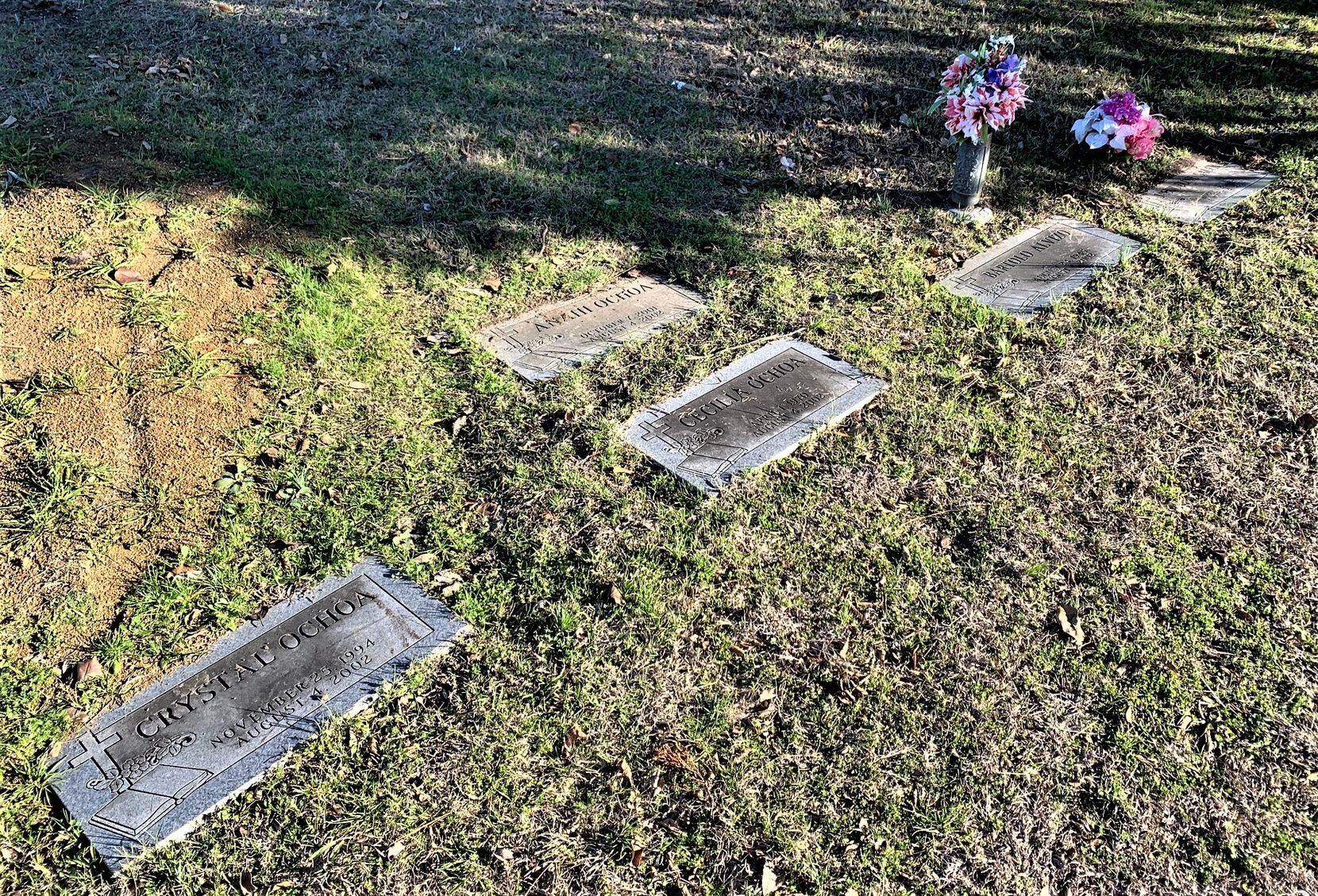 The five family members who were slain by Abel Ochoa are buried at Southland Memorial Park in Grand Prairie.