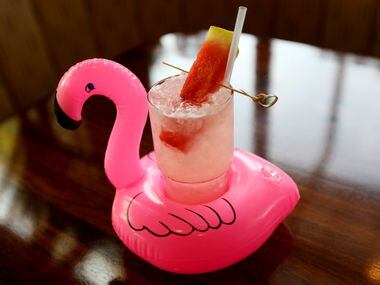 The Basic Beach, a watermelon-basil vodka cocktail, shows the playfulness at Suburban Yacht Club in Plano. The restaurant opens Sept. 7, 2021.