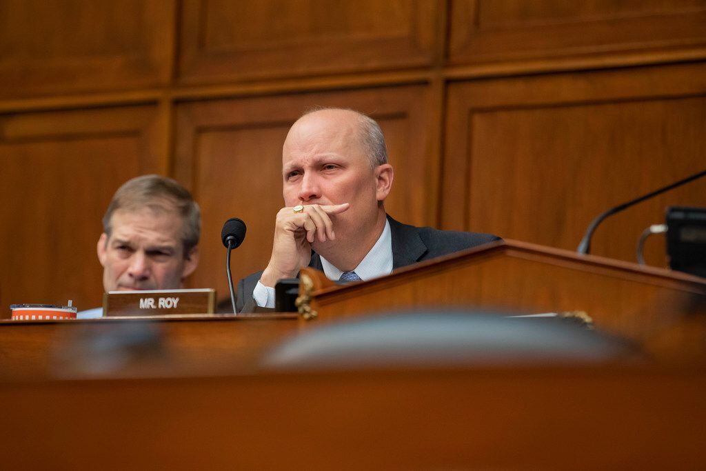 U.S. Rep. Chip Roy (R-TX) listens during a House Civil Rights and Civil Liberties...