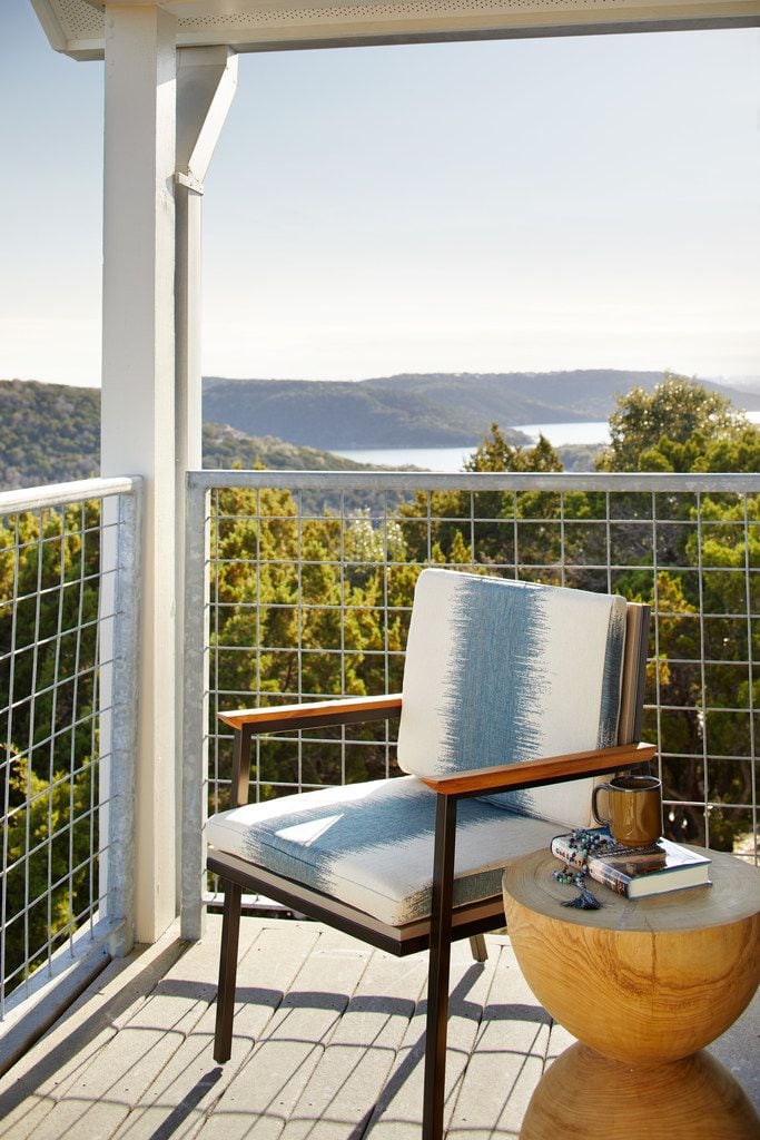 Guest-room balconies at Miraval Austin overlook Lake Travis.