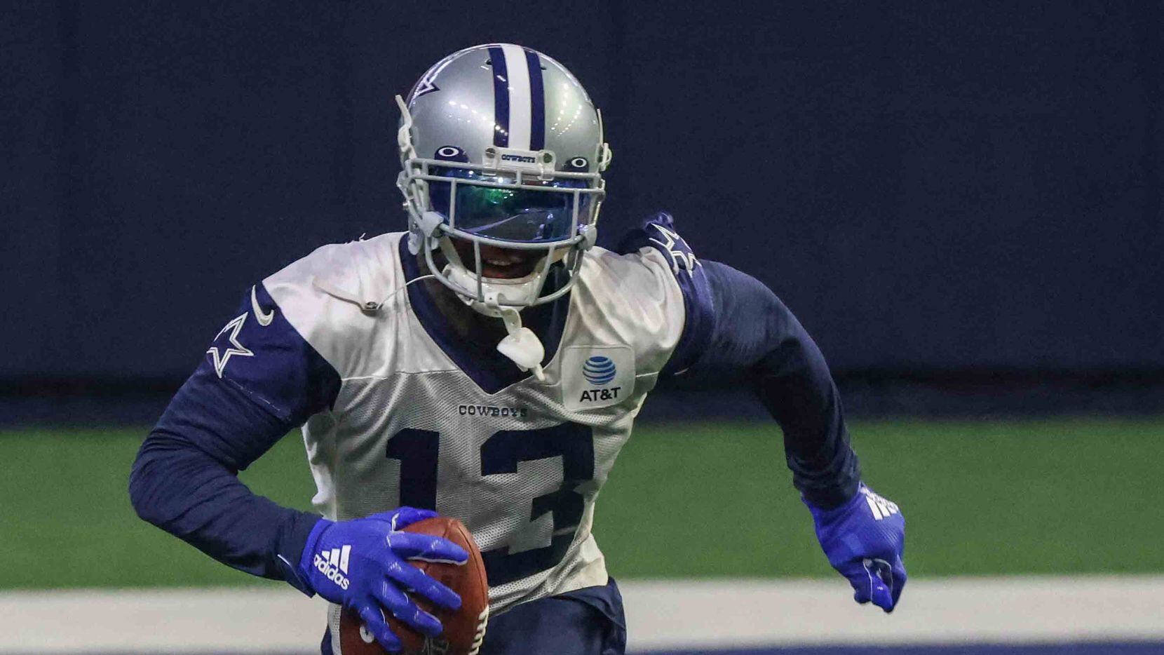 Dallas Cowboys wide receiver Michael Gallup #13 during practice at the Ford Center in Frisco...