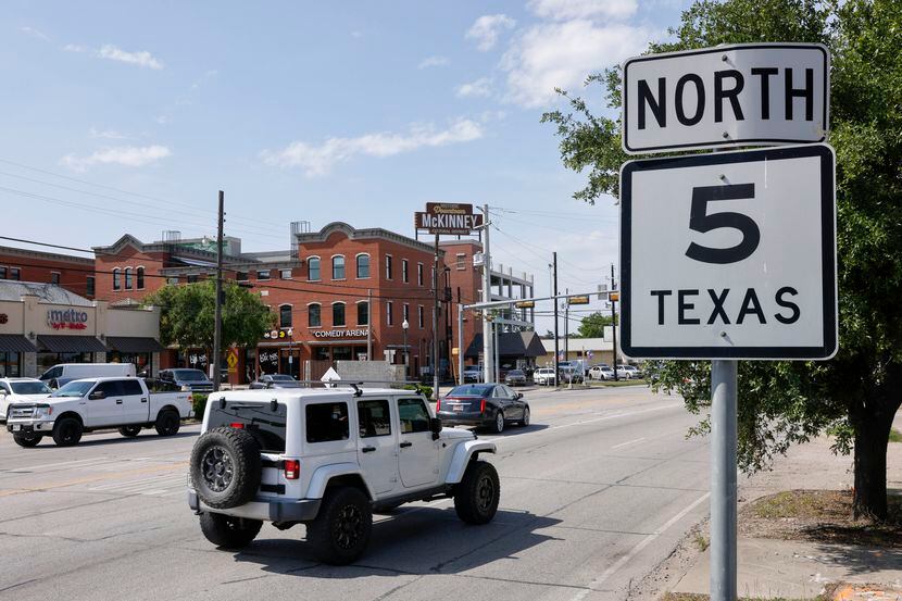 Cars travel along State Highway 5 at Louisiana Street in McKinney, Texas, Wednesday, May 3,...
