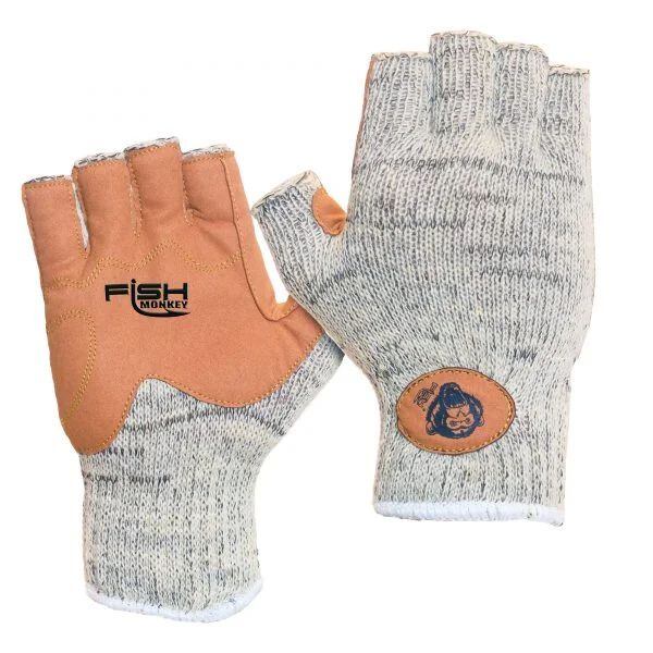 The half-fingered fishing gloves are fashioned from wool to provide excellent insulation...