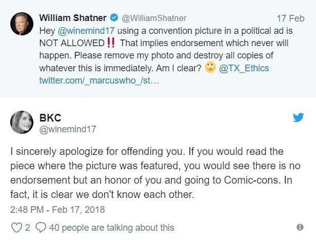 From Twitter exchange between Texas House candidate Brandy Chambers and Star Trek star...
