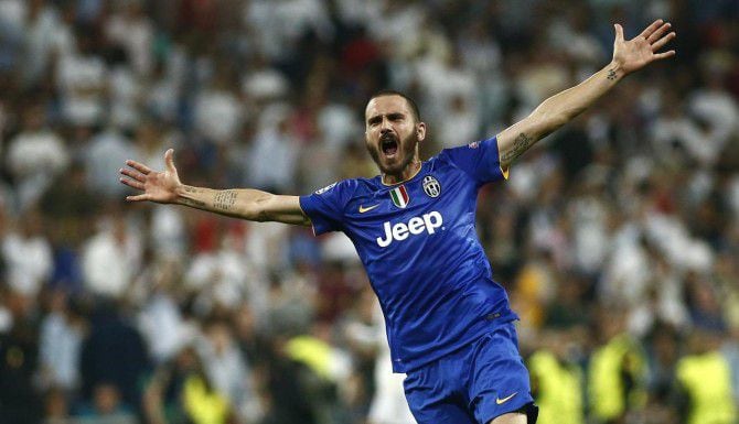 Leonardo Bonucci celebra tras ganar con la Juventus el pase a la final de la Champions....