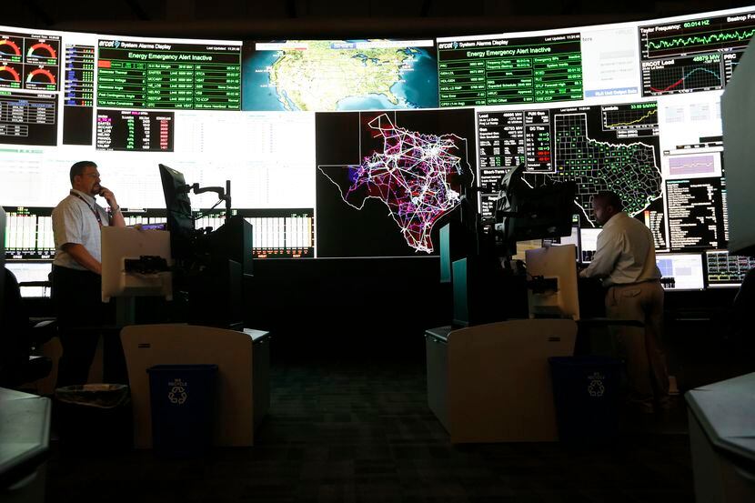 System operators in the command center of the Electric Reliability Council of Texas in...