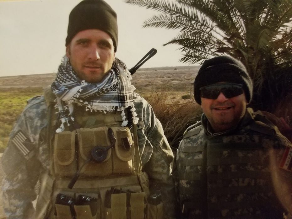 Terrence Kamauf (left) in Iraq in 2008, when he was a Green Beret.