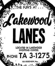 Advertisement for Lakewood Lanes from Aug. 27, 1961.