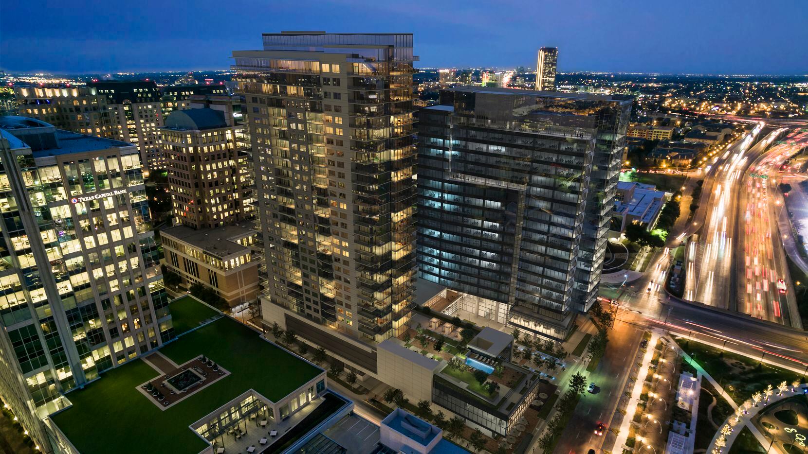 The 34-story Residences at Park District tower is on Klyde Warren Park and will start leasing in early 2018.