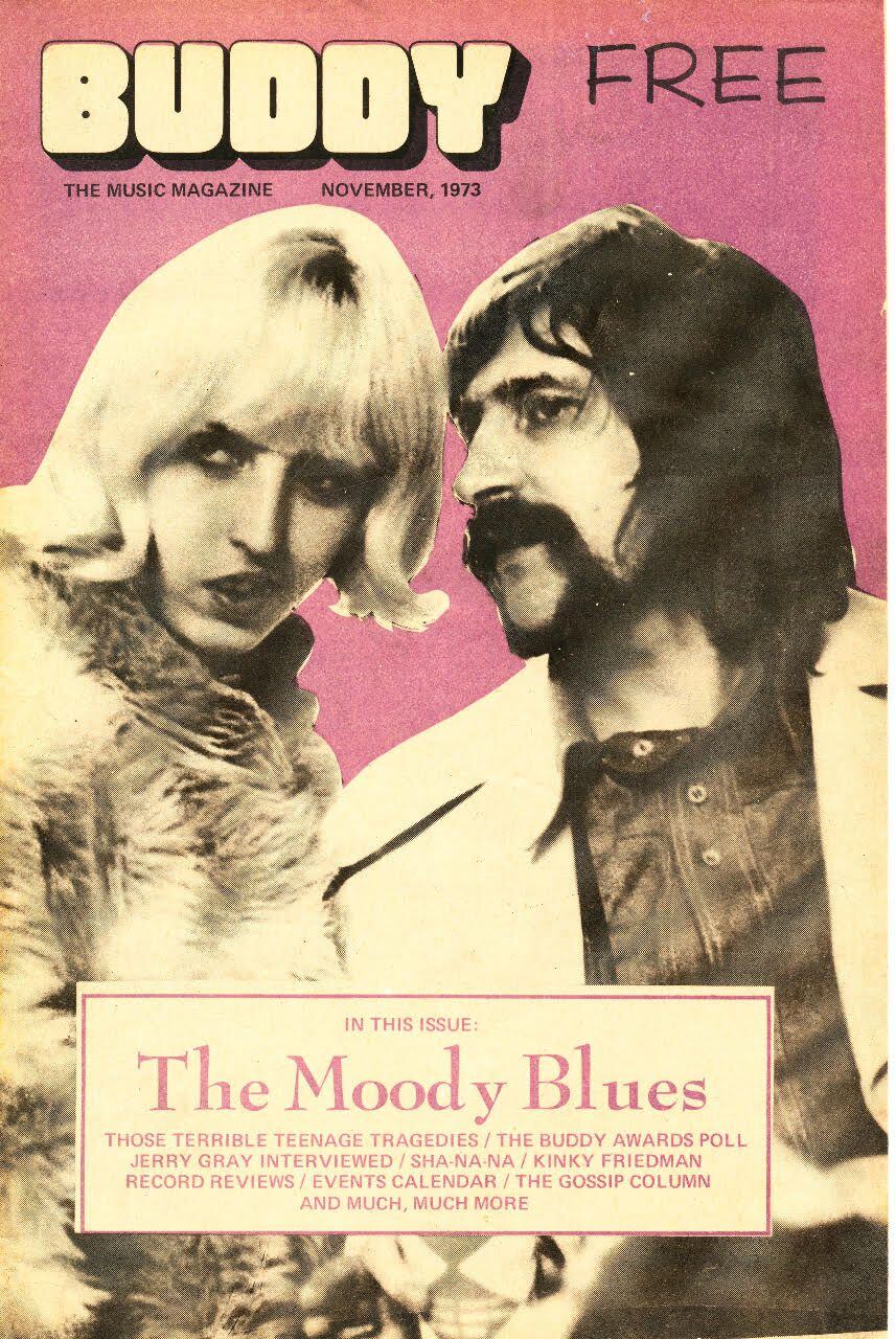 Cope on the cover of Buddy with a member of the Moody Blues, who, the story goes, gave her...