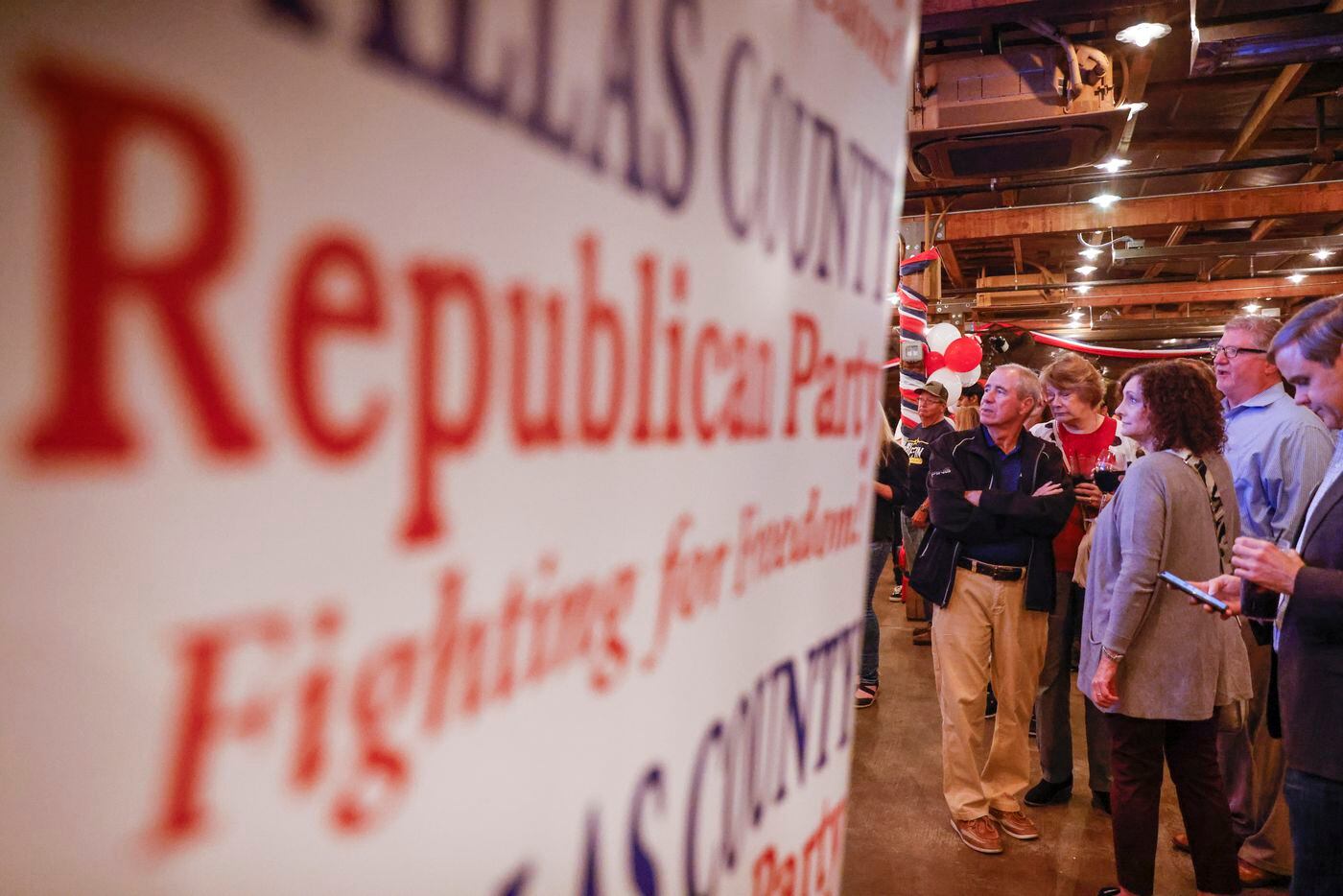 Supporters gather at Dallas County Republican Party Watch Party at Smoky Rose on Election...