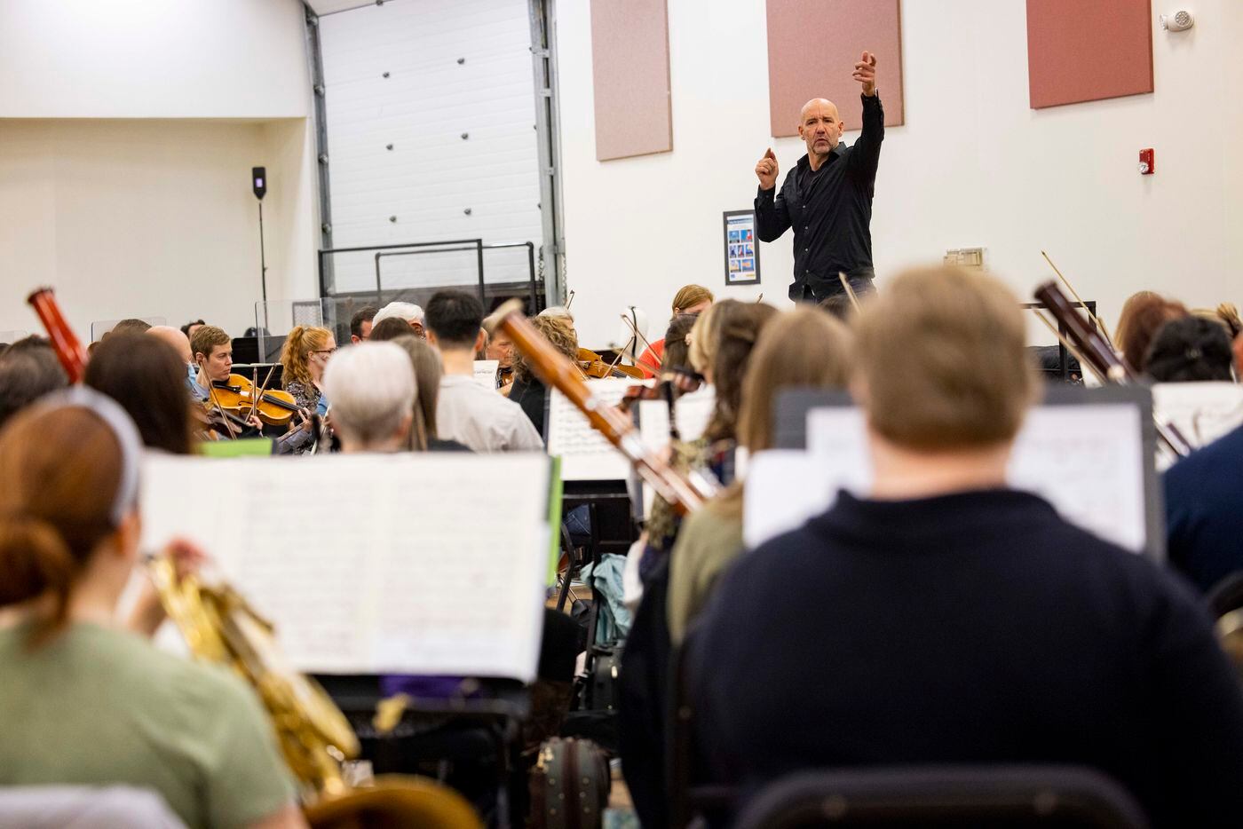 Music director Emmanuel Villaume conducts during the orchestral rehearsal for Dallas Opera’s...