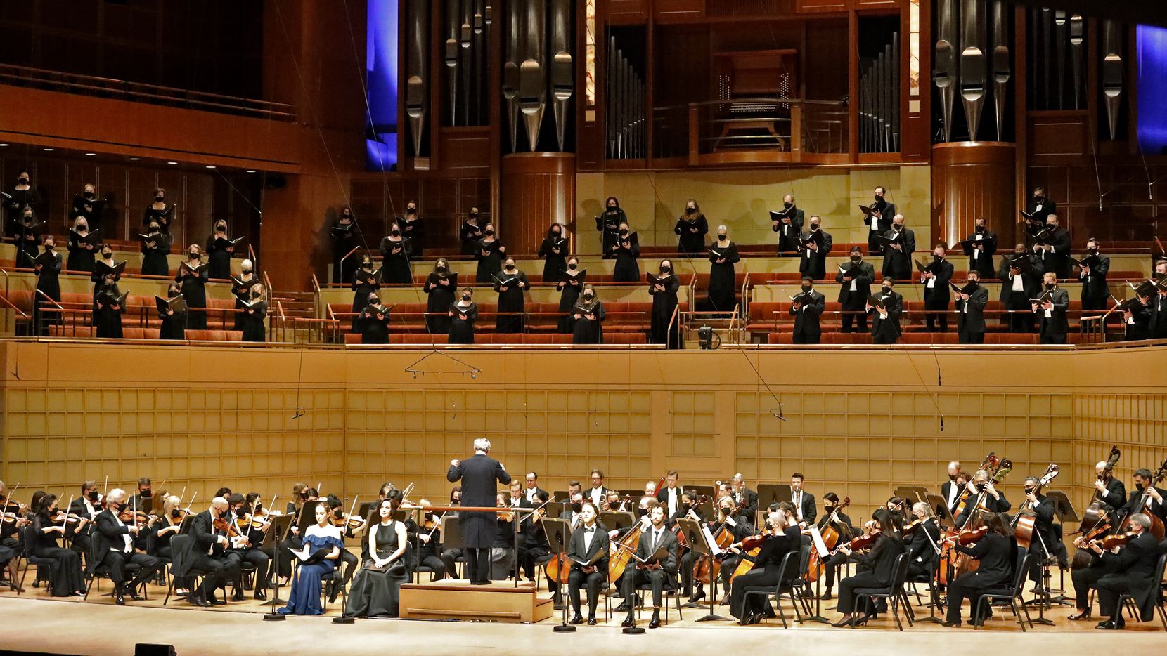 The Dallas Symphony Orchestra and Dallas Symphony Chorus perform under music director Fabio...