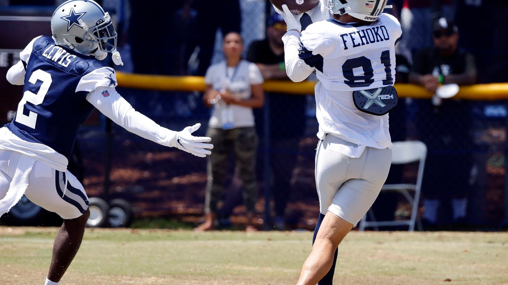 Dallas Cowboys wide receiver Simi Fehoko (81) catches a deep over-the-shoulder pass against...