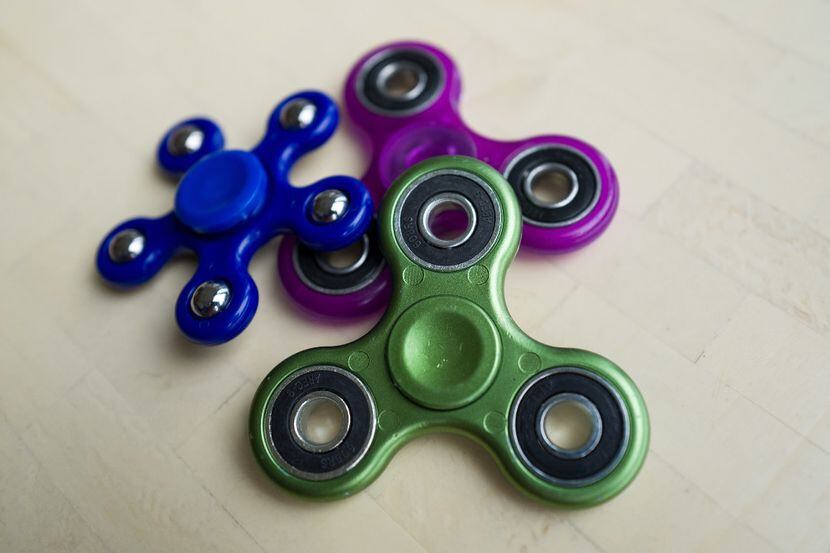 In this photo illustration. a view of fidget spinners in the Brooklyn borough of New York...