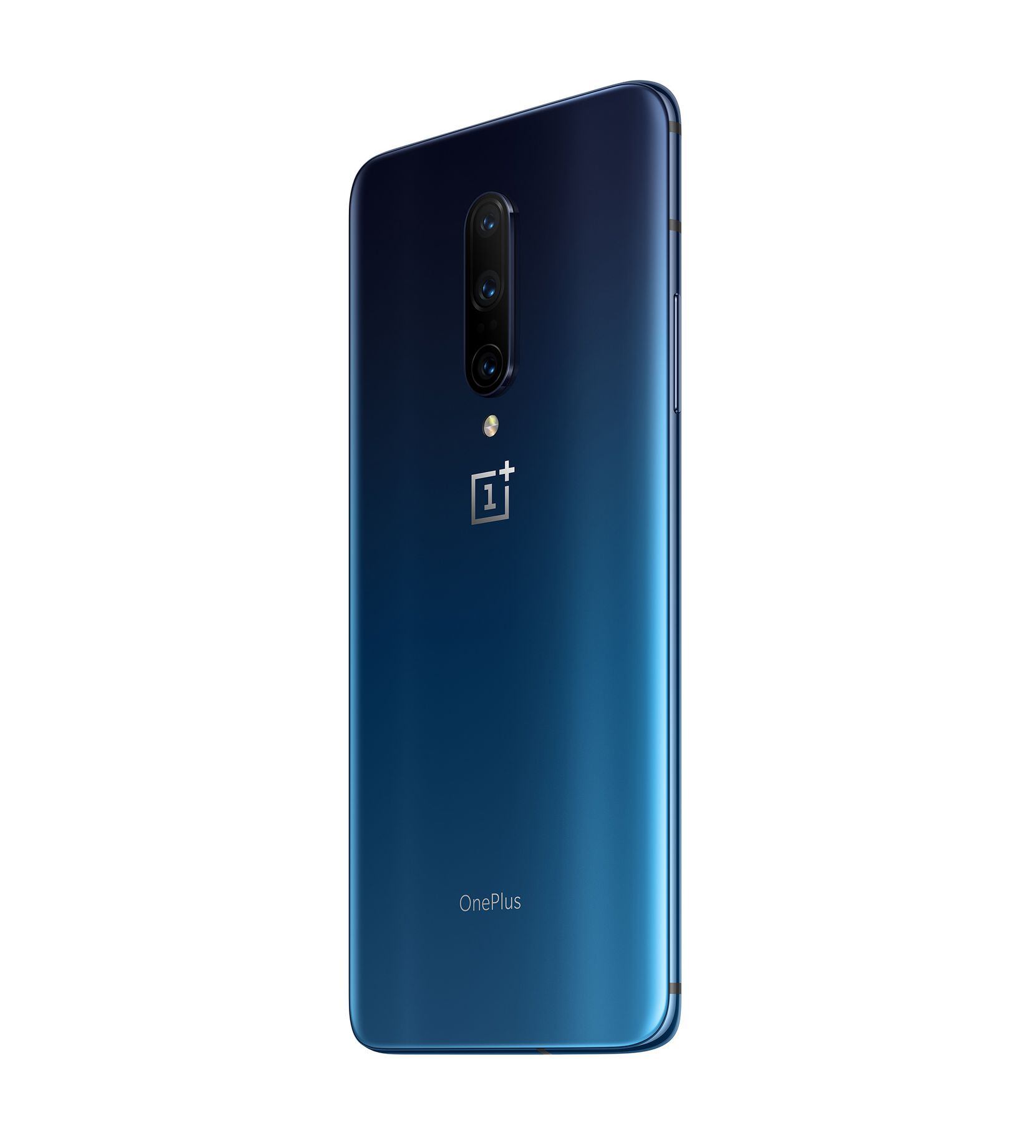 The back of the OnePlus 7 Pro in Nebula Blue, which is a great-looking color.