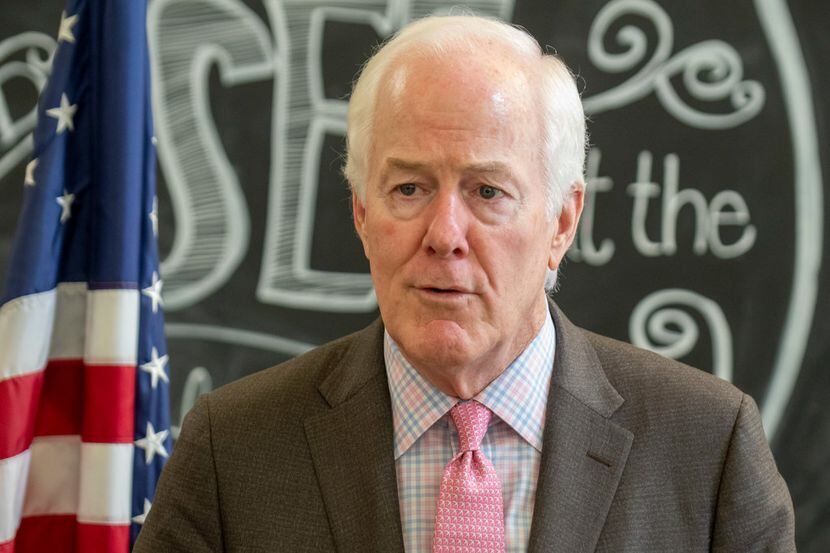 Sen. John Cornyn speaks to the media at The General Store at The Gatehouse, a community for...