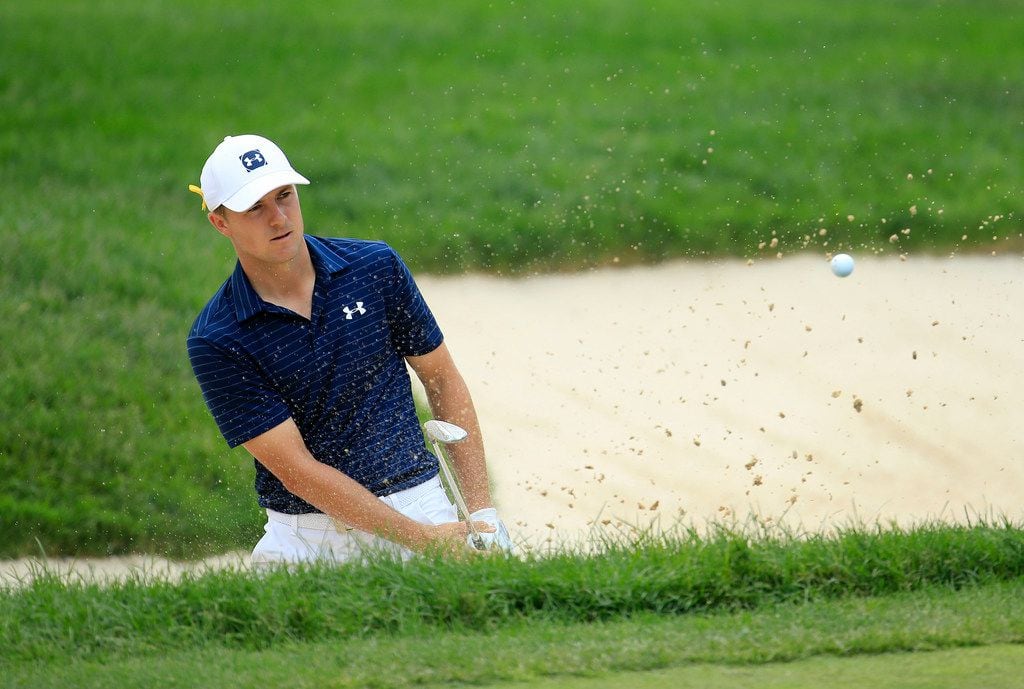 DUBLIN, OHIO - JUNE 02: Jordan Spieth hits his third shot on the first hole during the final round of The Memorial Tournament Presented by Nationwide at Muirfield Village Golf Club on June 02, 2019 in Dublin, Ohio. (Photo by Andy Lyons/Getty Images)