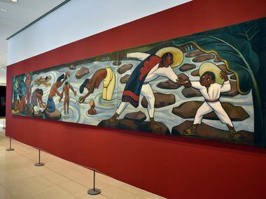 Juchitan River, 1953-55, oil on canvas on wood, by Diego Rivera, part of the exhibition;...