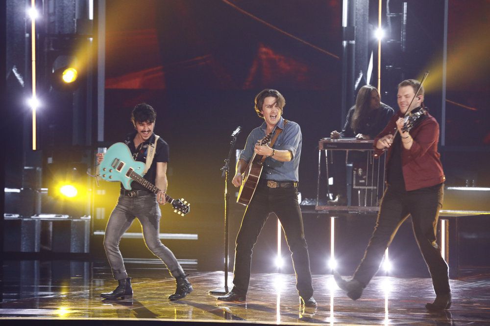 Drake Milligan and his band perform Tuesday night on the semifinals of NBC's "America's Got...