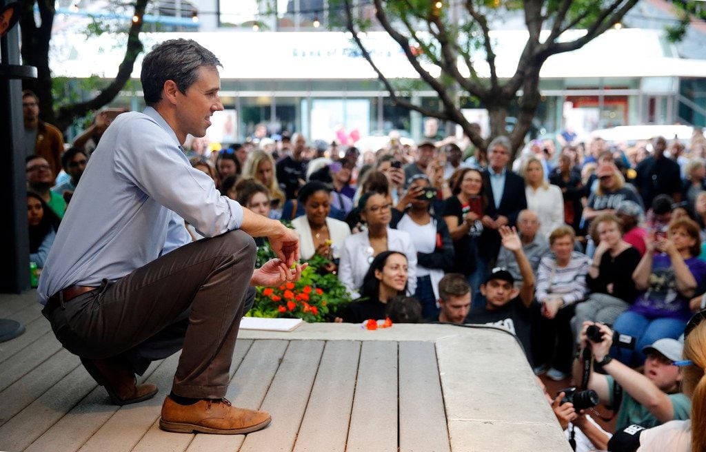 Democratic Presidential candidate Beto O'Rourke listened to supporters following an...