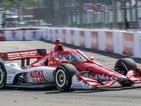 Huski Chocolate Chip Ganassi Racing driver Marcus Ericsson accelerates into Turn 2 on his...