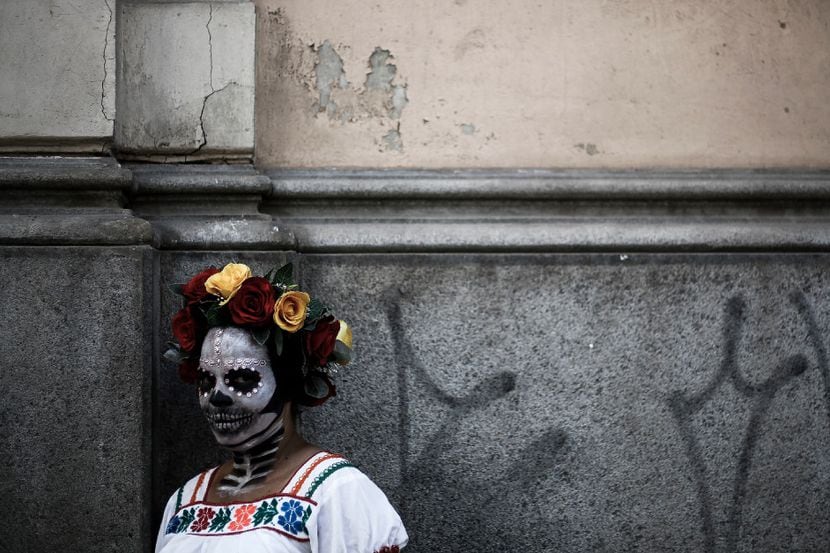 Una mujer participa en la 11va edición de la “Marcha Zombi” en Sao Paulo. (AP)
