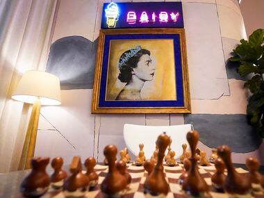 Artwork and a chess set in the lobby at the new the Virgin Hotels Dallas on Monday, Dec. 16,...