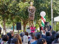 Dallas County Commissioner Dr. Elba García speaks during a ceremony commemorating the Adelfa...