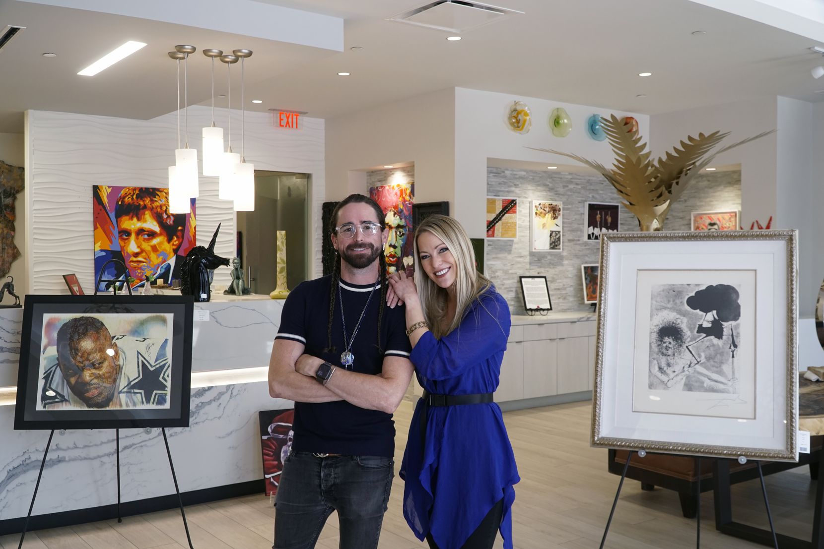 Travis McCann and Shannon McAnally curated the recent exhibition in Plano. Their own works were displayed along with art by survivors of human trafficking.