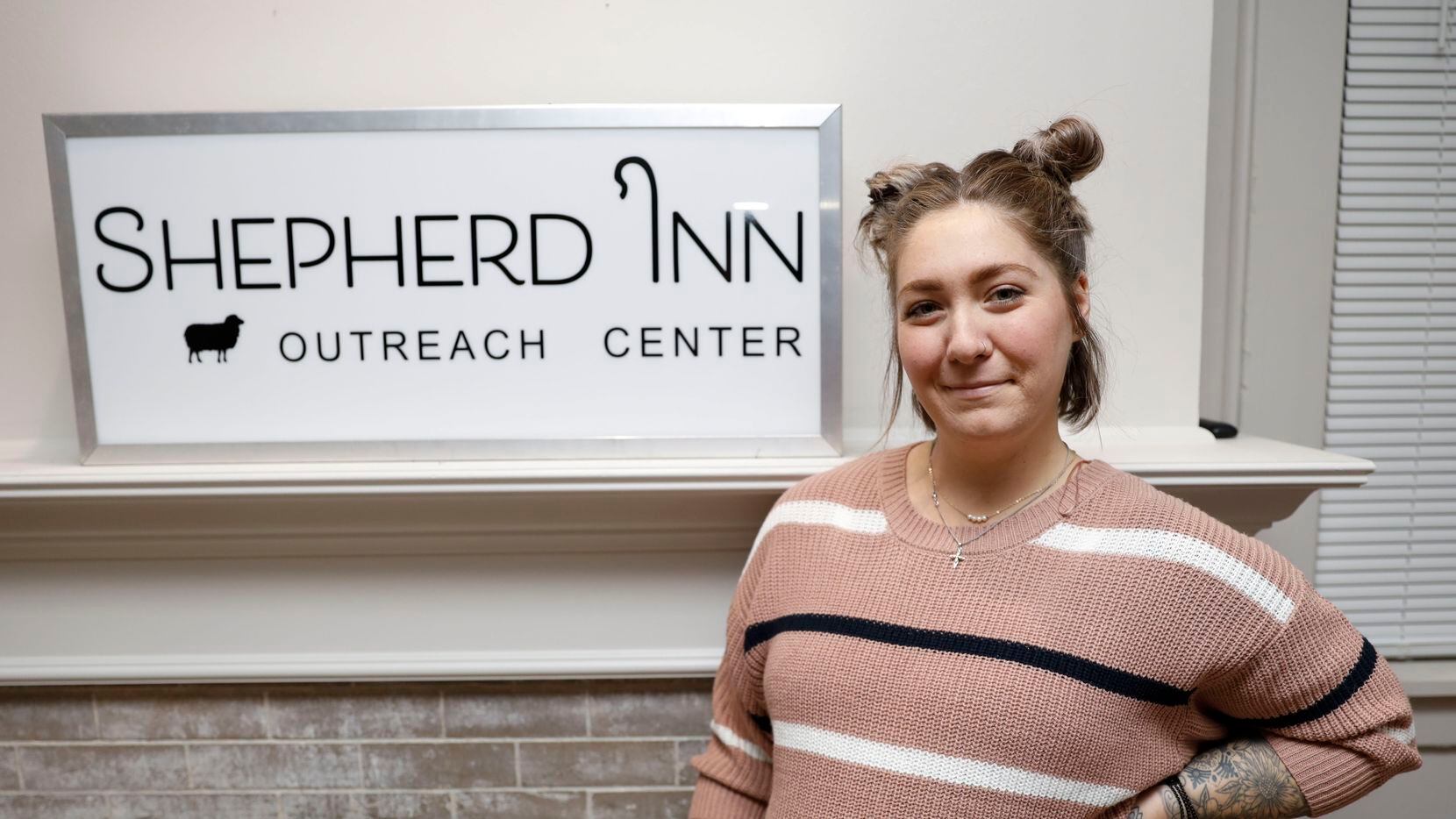 Victoria Shepherd poses for a portrait at Shepherd Inn in Dallas. Shepherd Inn is temporary housing and programming from women ages 18-28 who have experienced sexual trauma or domestic violence and need assistance getting back on their feet.