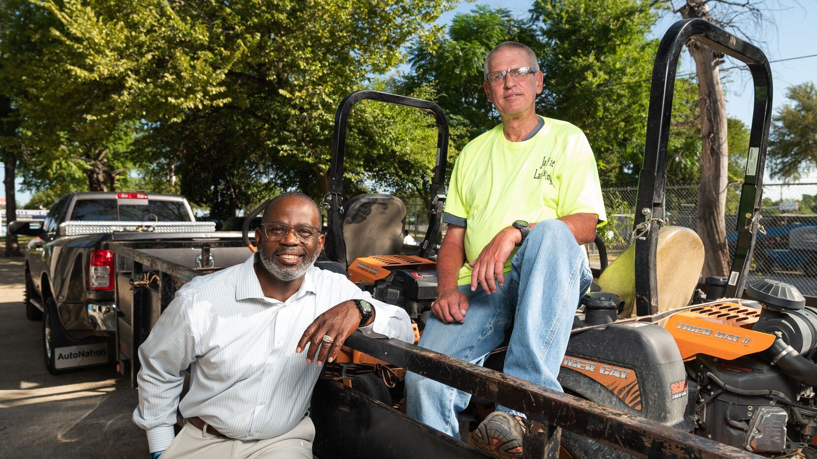 Jeffrey Parker (left) executive director of Restoration Outreach Dallas Ministry and owner...